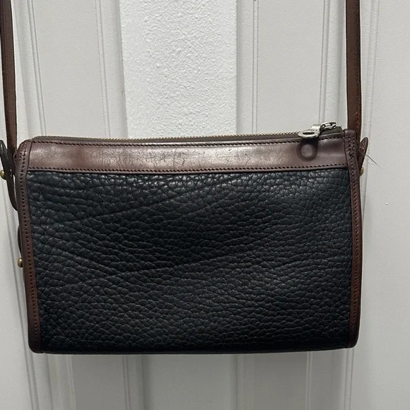 Dooney & Bourke Black and Brown Vintage Leather Messenger Bag - Picture 2 of 12